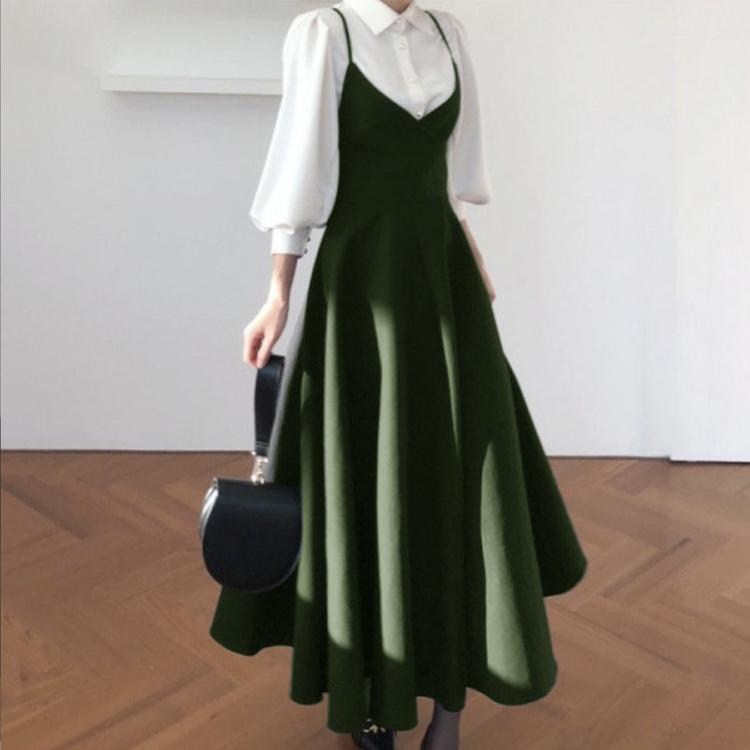 ワンピース レディース ロング リボン キャミソール フレア バック