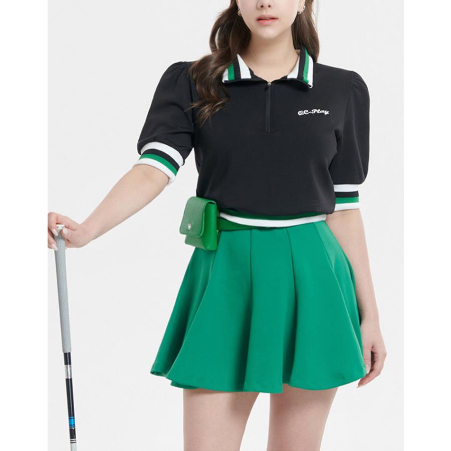 ゴルフウェア レディース 韓国 スカート フレア ウエストゴム タック