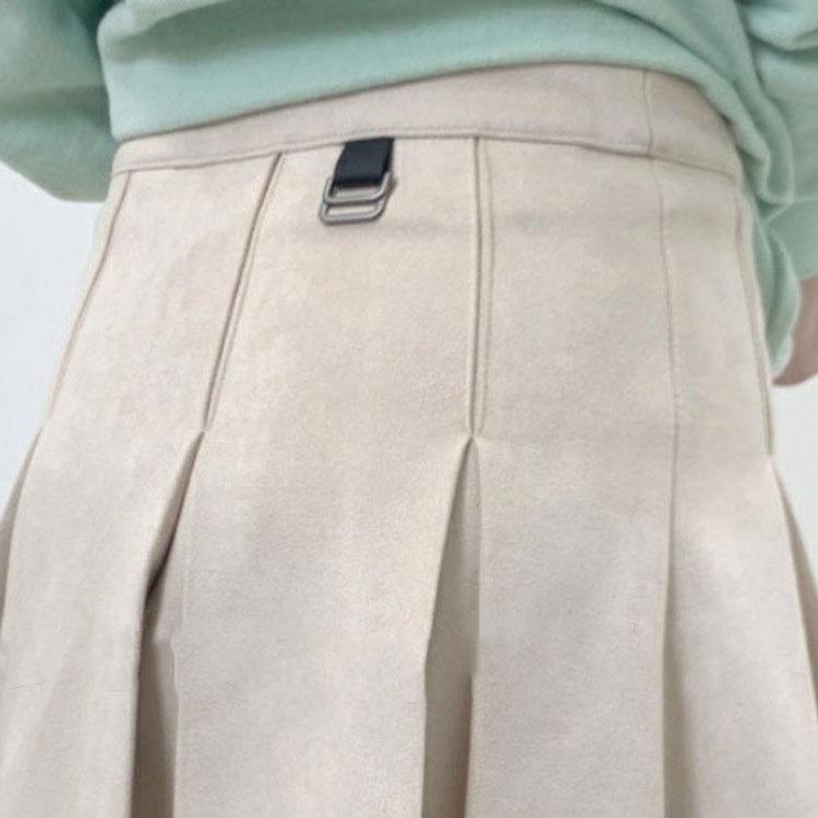 ゴルフウェア レディース 韓国 スカート プリーツ スウェード スエード