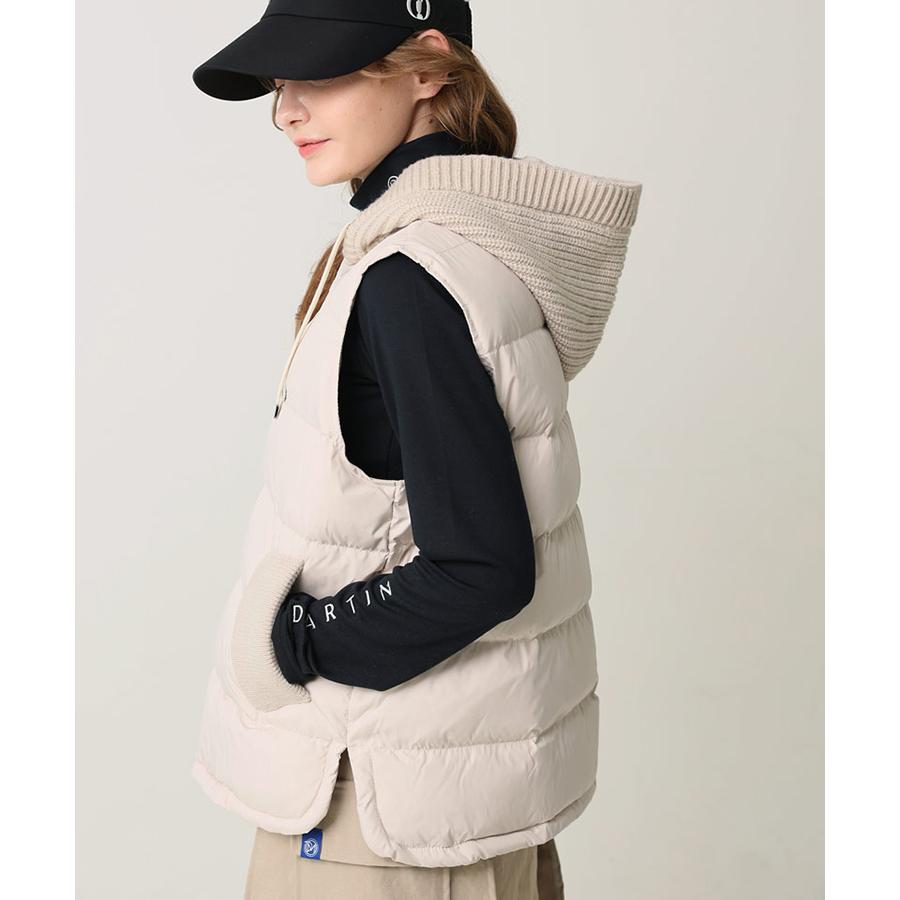 ゴルフウェア ベスト ダウンベスト レディース 韓国 フード付き ニット