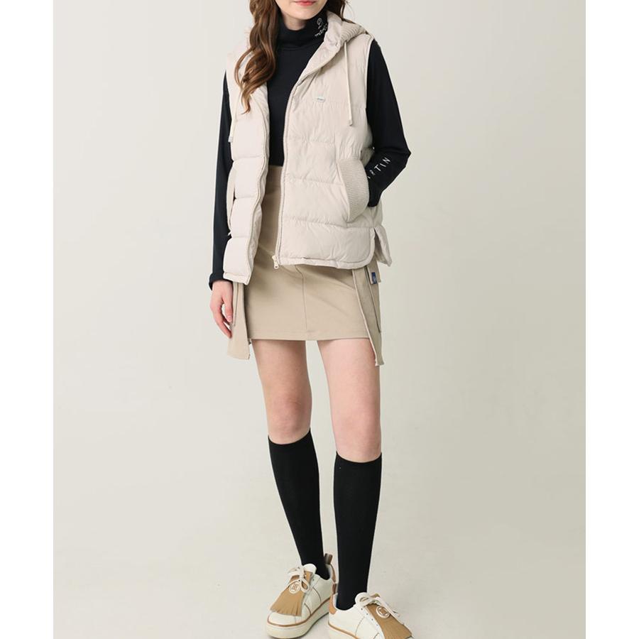 ゴルフウェア ベスト ダウンベスト レディース 韓国 フード付き ニット