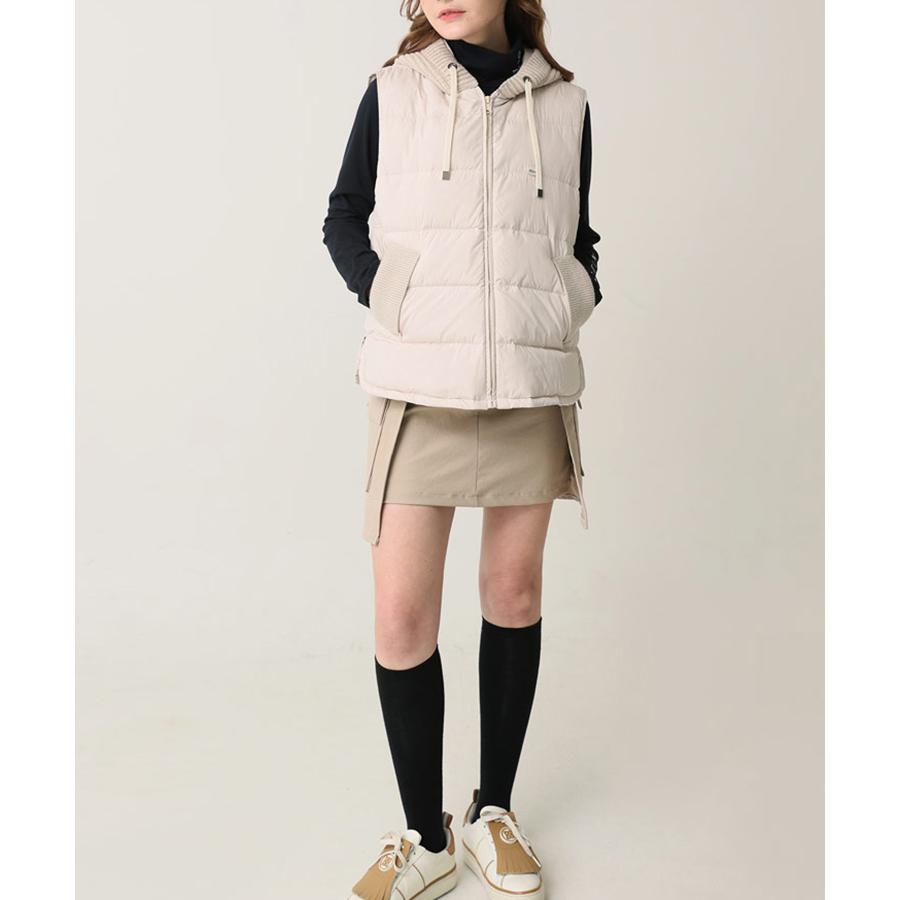 ゴルフウェア ベスト ダウンベスト レディース 韓国 フード付き ニット