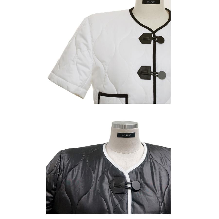 ゴルフウェア ダウンジャケット レディース ゴルフ 韓国 半袖 ショート丈 暖かい ダウン アウター 秋 冬 スポーツ 配色 バイカラー 黒 白 |  | 11