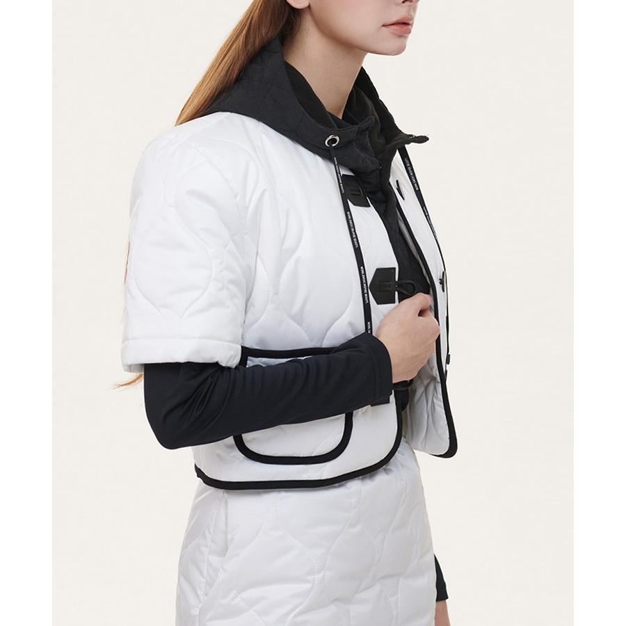 ゴルフウェア ダウンジャケット レディース ゴルフ 韓国 半袖 ショート丈 暖かい ダウン アウター 秋 冬 スポーツ 配色 バイカラー 黒 白 |  | 03