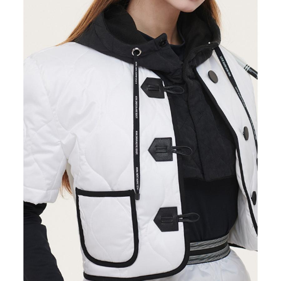 ゴルフウェア ダウンジャケット レディース ゴルフ 韓国 半袖 ショート丈 暖かい ダウン アウター 秋 冬 スポーツ 配色 バイカラー 黒 白 |  | 05