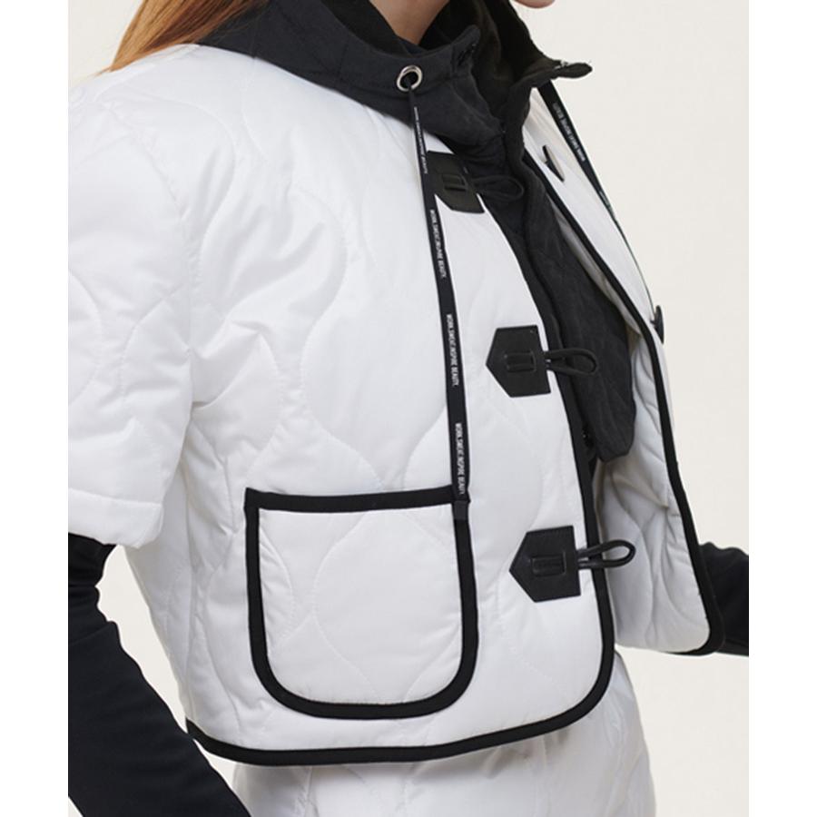 ゴルフウェア ダウンジャケット レディース ゴルフ 韓国 半袖 ショート丈 暖かい ダウン アウター 秋 冬 スポーツ 配色 バイカラー 黒 白 |  | 06