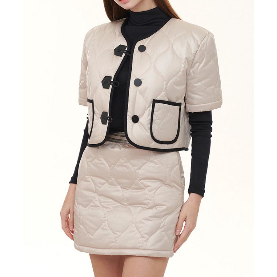 ゴルフウェア ダウンジャケット レディース ゴルフ 韓国 半袖 ショート丈 暖かい ダウン アウター 秋 冬 スポーツ 配色 バイカラー 黒 白 |  | 08