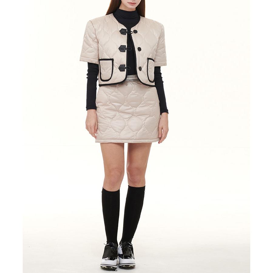 ゴルフウェア ダウンジャケット レディース ゴルフ 韓国 半袖 ショート丈 暖かい ダウン アウター 秋 冬 スポーツ 配色 バイカラー 黒 白 |  | 09