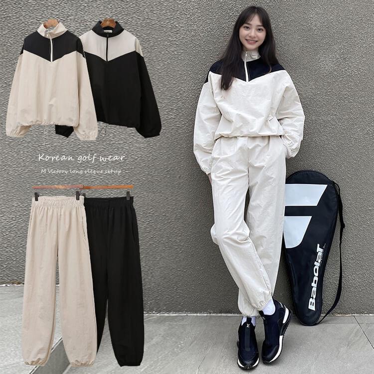 ゴルフウェア セットアップ 長袖 ゴルフ ナイロン ジャージ 上下