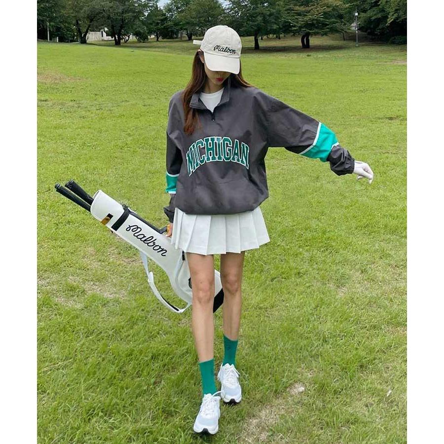 ゴルフウェア レディース 韓国 ハーフジップ ロゴ 秋 春 ジップ