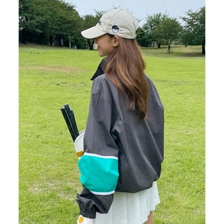 ゴルフウェア レディース 韓国 ハーフジップ ロゴ 秋 春 ジップ