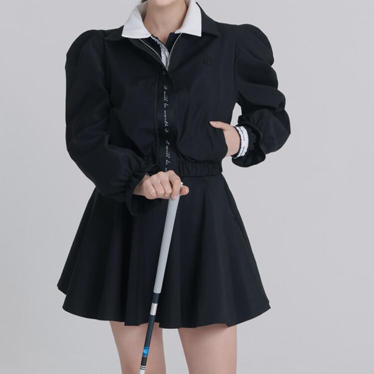 ゴルフウェア レディース 韓国 アウター ジャンパー ブルゾン パフスリーブ ジャケット 秋 春 おしゃれ かわいい リボン フェミニン エレガント_10