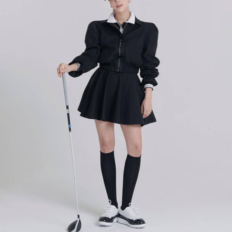 ゴルフウェア レディース 韓国 アウター ジャンパー ブルゾン パフスリーブ ジャケット 秋 春 おしゃれ かわいい リボン フェミニン エレガント_2