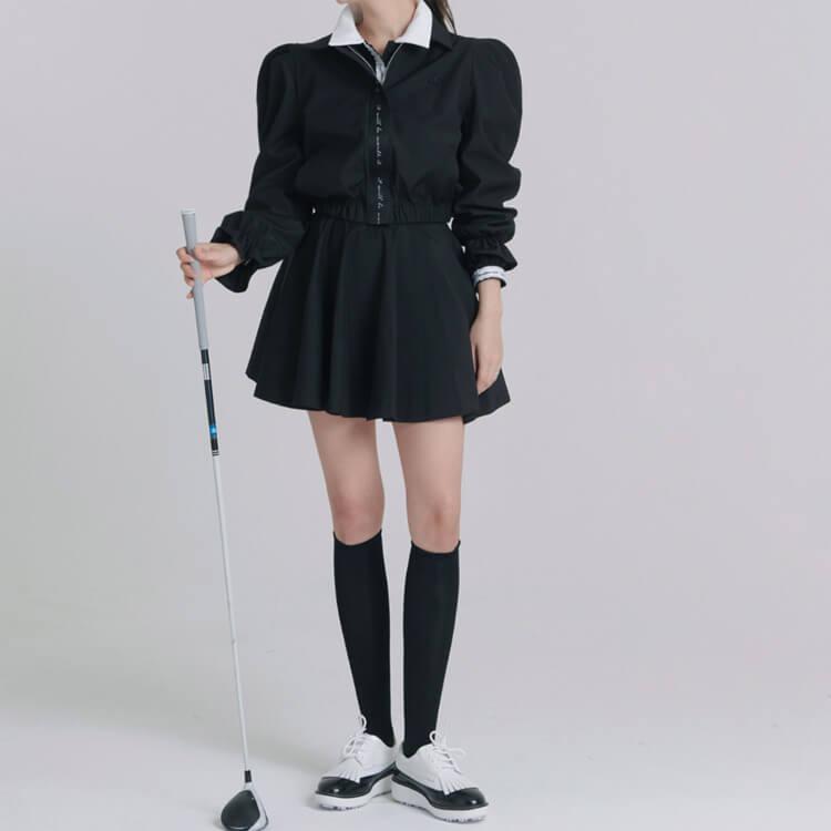 ゴルフウェア レディース 韓国 アウター ジャンパー ブルゾン パフスリーブ ジャケット 秋 春 おしゃれ かわいい リボン フェミニン エレガント_5