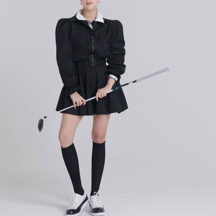 ゴルフウェア レディース 韓国 アウター ジャンパー ブルゾン パフスリーブ ジャケット 秋 春 おしゃれ かわいい リボン フェミニン エレガント_9