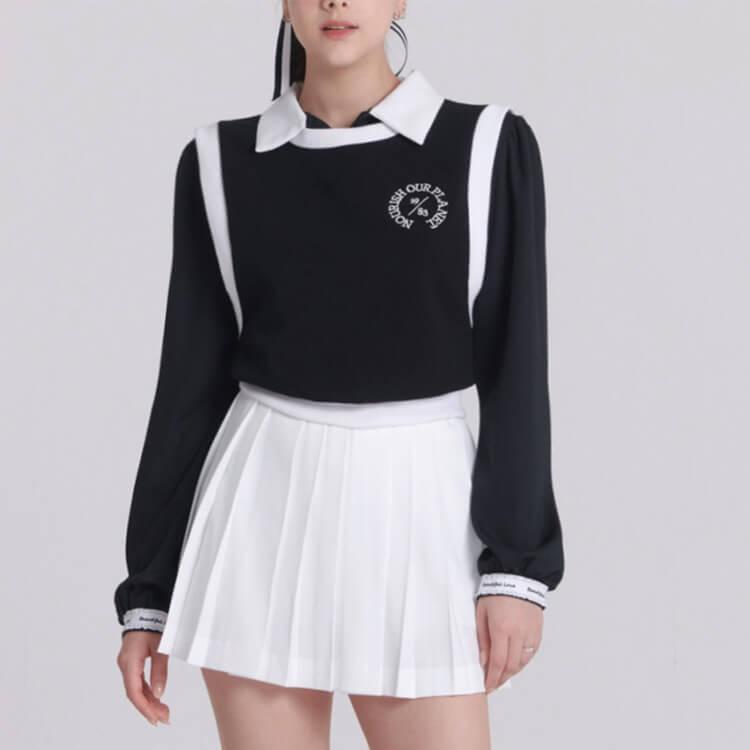 ゴルフウェア レディース 韓国 トップス 長袖 Tシャツ ポロシャツ 秋