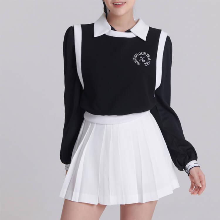 ゴルフウェア レディース 韓国 トップス 長袖 Tシャツ ポロシャツ 秋