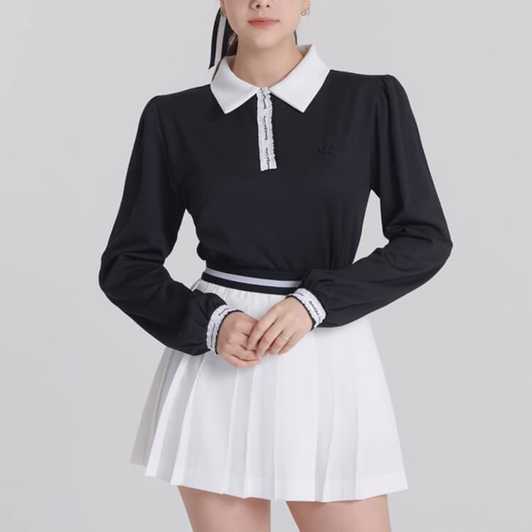 ゴルフウェア レディース 韓国 トップス 長袖 Tシャツ ポロシャツ 秋