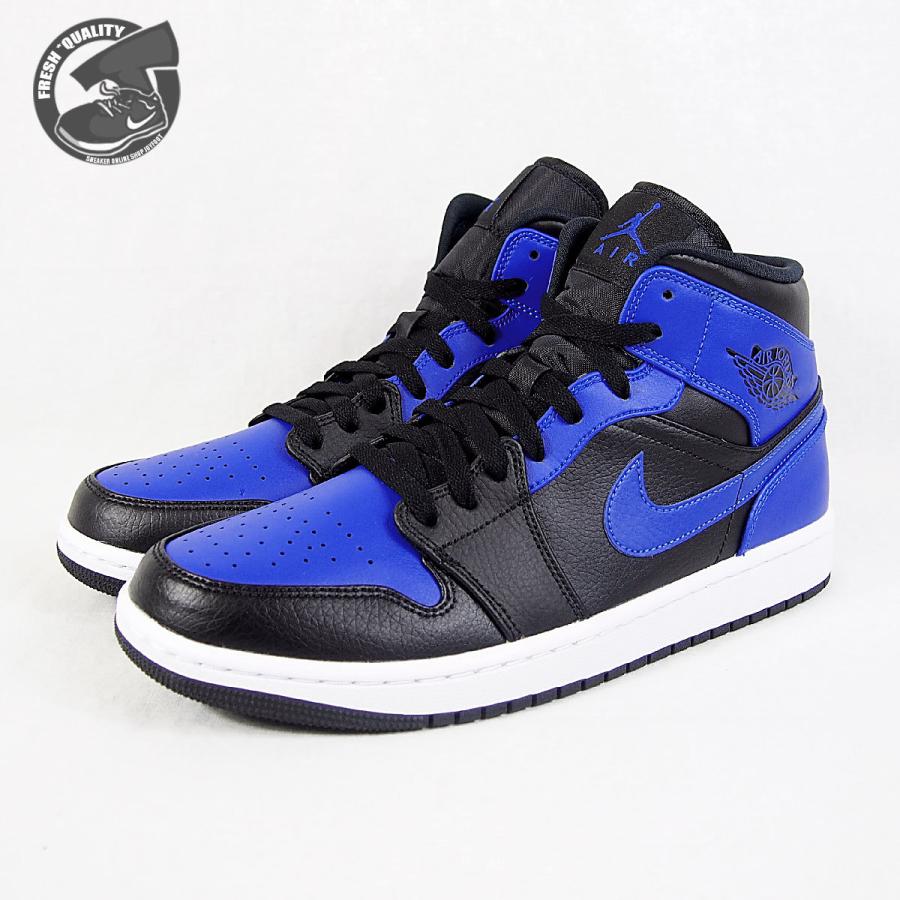 ナイキ エアジョーダン 1 ミッド ブラック/ハイパーロイヤル-ホワイト メンズ スニーカー NIKE AIR JORDAN 1 MID BLACK/HYPER ROYAL-WHITE｜joyfoot