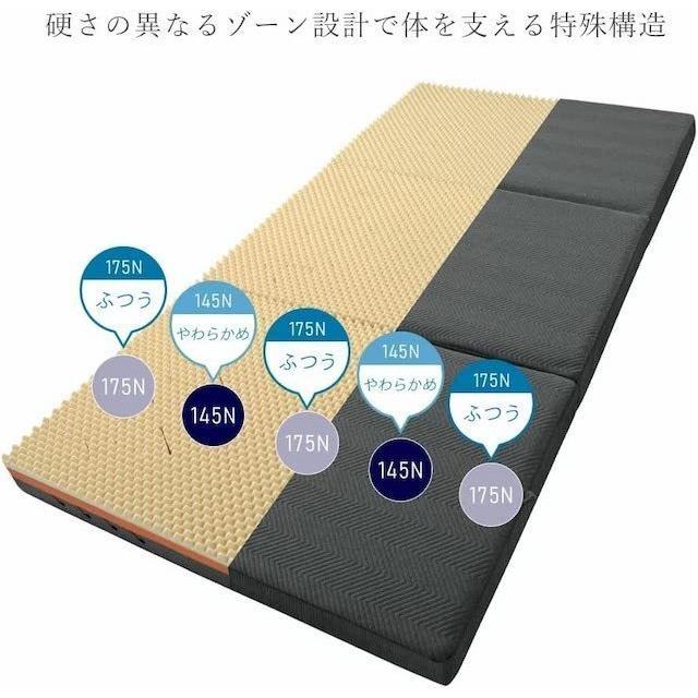 ロマンスゼロ ハイブリット ダブルサイズ 体圧分散敷きふとん 三つ折りマットレス 寝返り・横寝サポート 日本製 敷布団 ロマンス小杉　グレー色 1134-1574-2900_2
