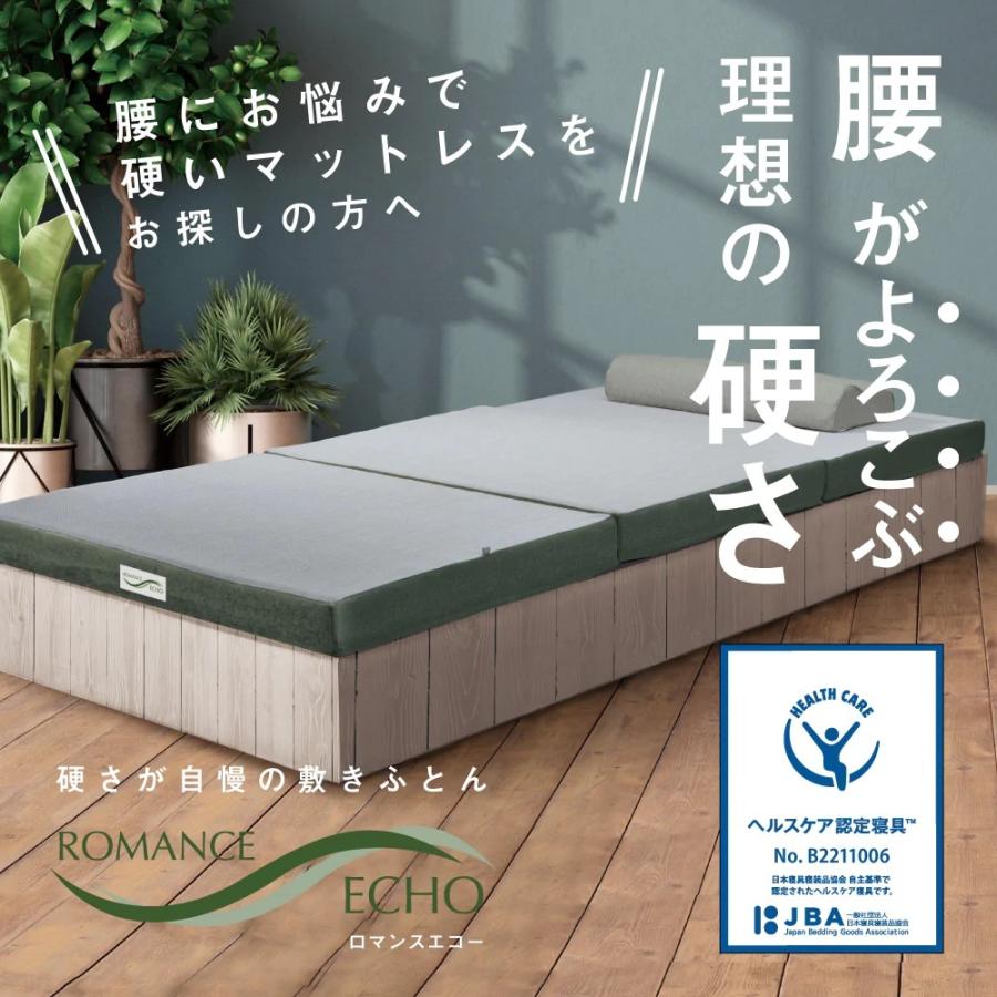 シングルサイズ 三つ折りマットレス 腰が喜ぶ理想の硬さ　ロマンスエコー 体圧分散 日本製 敷布団 ロマンス小杉　グリーン色 1910-7000-2200
