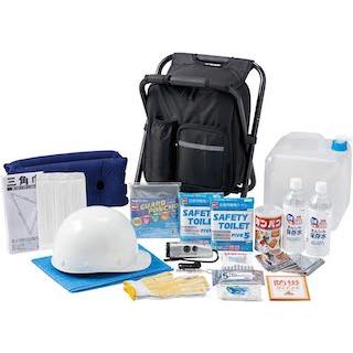 【新品　防災グッズ22点セット】イス型リュック防災アイテム充実セット（岸田産業） 防災22点セット イス型リュック 非常用持ち出しセット 防災