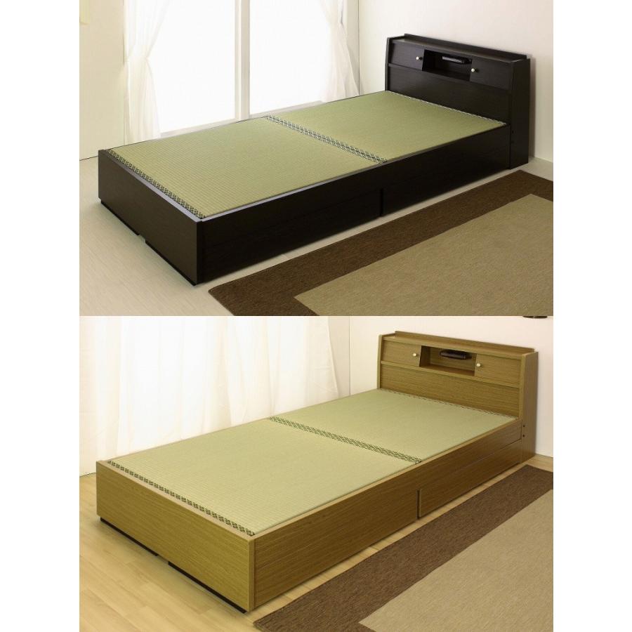 友澤木工 セミダブルサイズ （約）W121×215×72cm 畳ベッド 日本製 棚