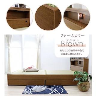 友澤木工 シングルサイズ 畳ベッド 棚・照明・引出付収納ベッド A331-S