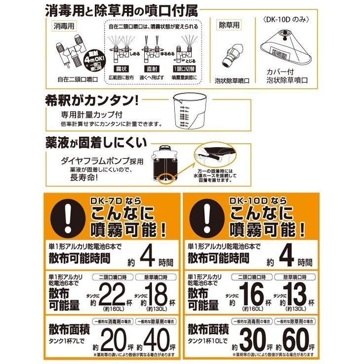 工進（KOSHIN） 乾電池式噴霧器 DK-7D 7L 背負い式 電動噴霧器