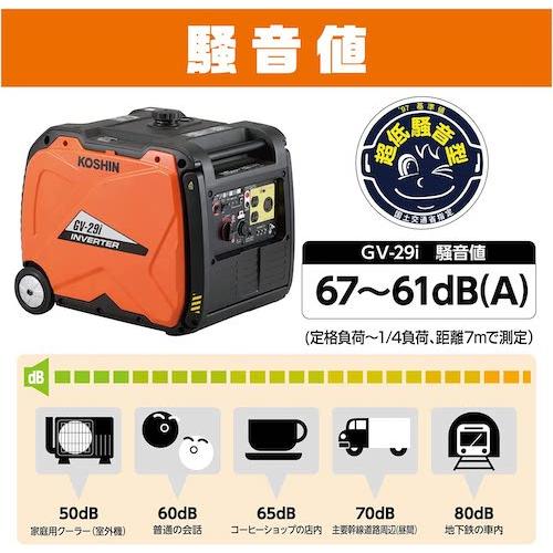 工進（KOSHIN） インバーター発電機 GV-29i ガソリンエンジン 家庭用