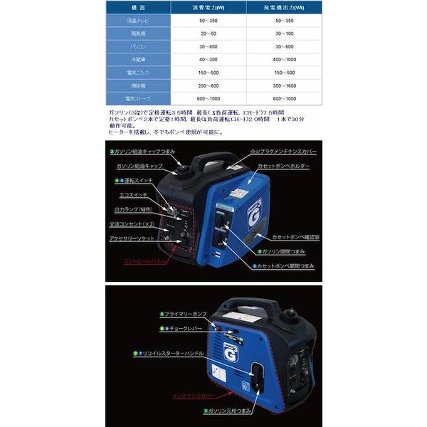 家庭用発電機 カセットボンベ・ガソリン2WAY 携帯発電機 ニチネン 災害