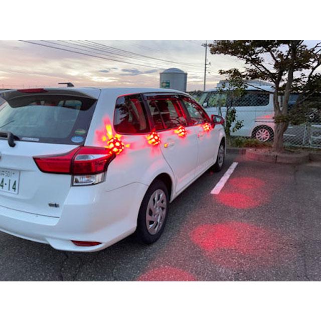 6個セット入り 通信距離約120m 電波式パノラマ警告灯 追突防止 6個セット入り 通信距離約120m 電波式パノラマ警告灯 追突防止