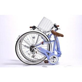 子供用自転車 22インチ 水色 花柄 バスケット付き 池商 22インチ カゴ付 折り畳み自転車 小学生 元気な女の子に