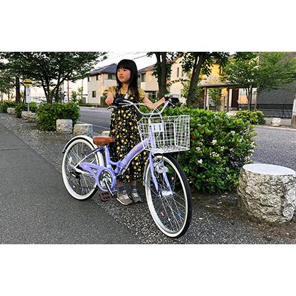 折り畳み自転車 24インチ 小学生女の子  ジュニアサイクル カゴ付 シマノ6段変速 子供自転車 マイパラス M-804 ラベンダーブルー色｜joyfulgame｜07