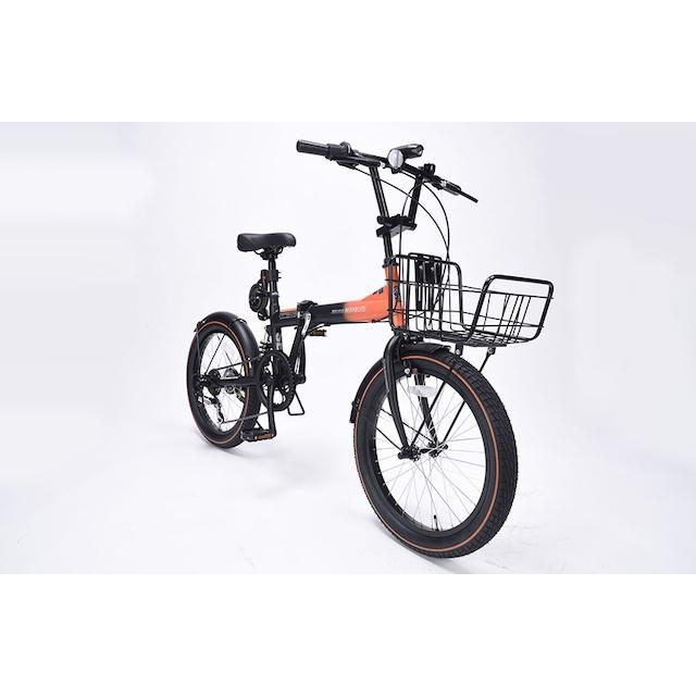 バスケット付き太いタイヤ 折り畳み自転車 20インチ セミファット 