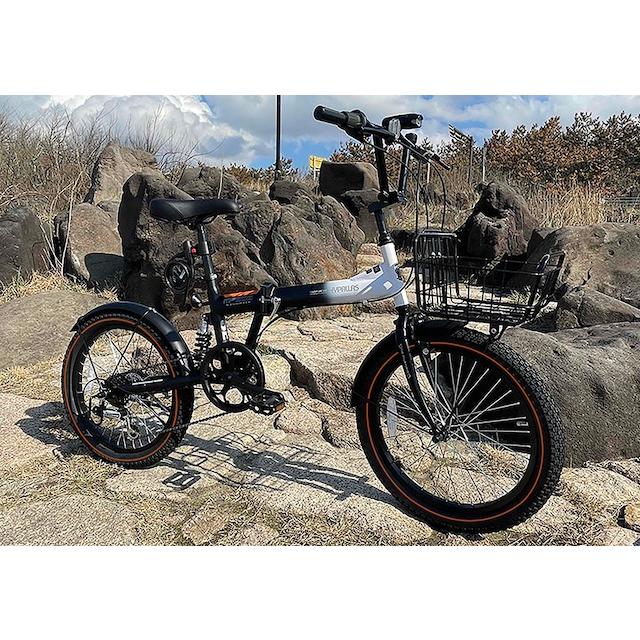 バスケット付き太いタイヤ 折り畳み自転車 20インチ セミファット