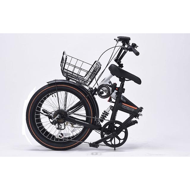 バスケット付き太いタイヤ 折り畳み自転車 20インチ セミファット