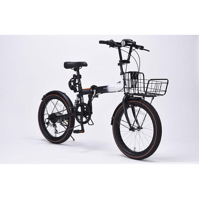 バスケット付き太いタイヤ 折り畳み自転車 20インチ セミファット