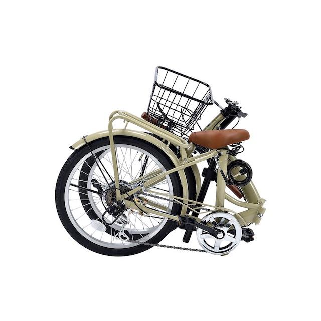 折り畳み自転車 20インチ シマノ6段変速機 カゴ付き LEDライト