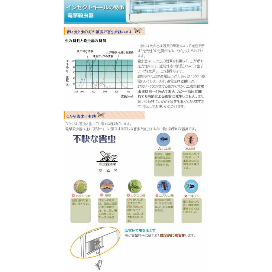 インセクトキール 電撃殺虫器 ポールヘッド取付型 100V用 屋外用強力