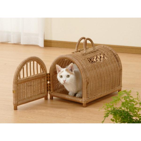 犬 猫 移動用バスケット ペットハウス ペットキャリー バスケット 今枝商店　籐 ラタン R281 R-281