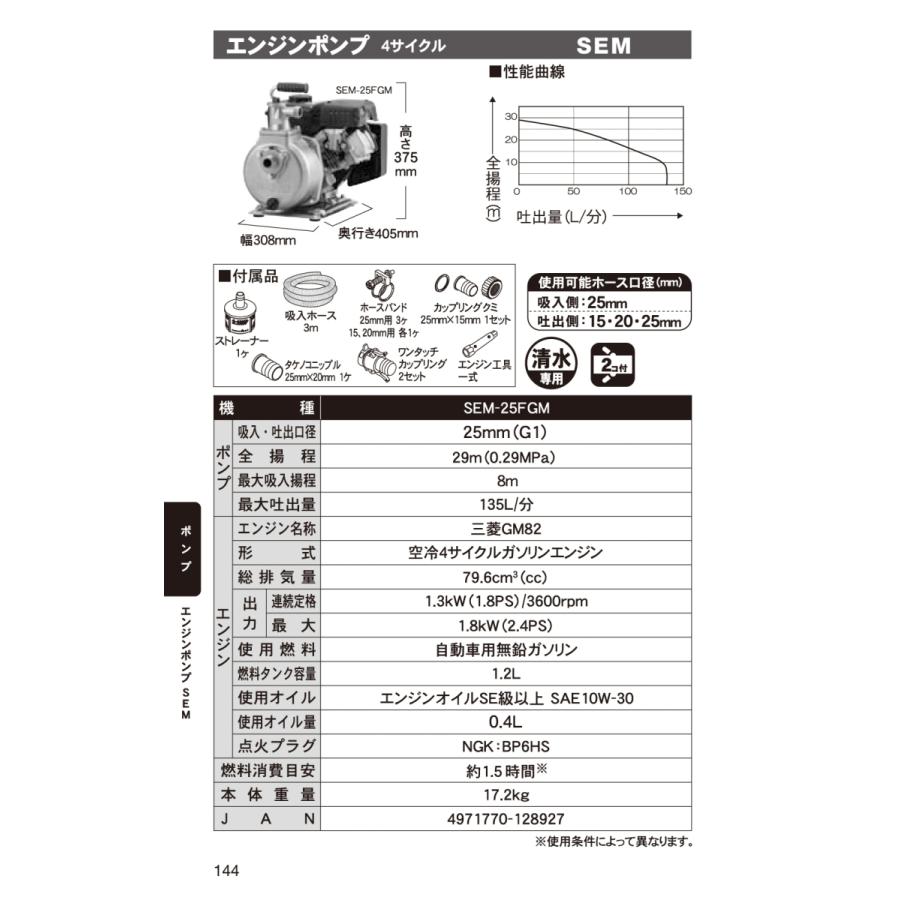 コウシン4サイクルエンジンポンプSEM-25FGM Amazon.co.jp: 工進(KOSHIN) 4サイクル エンジンポンプ ハイデル
