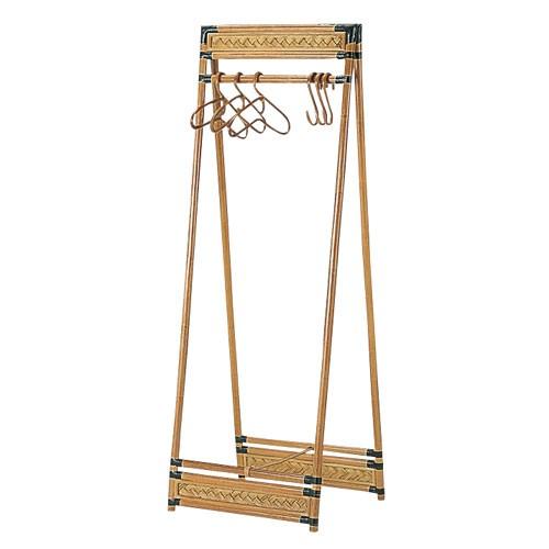 折りたたみ式　ハンガーラック 幅55cm ハンガー3本・S字フック3本付 今枝商店　籐 ラタン製 W757 W-757