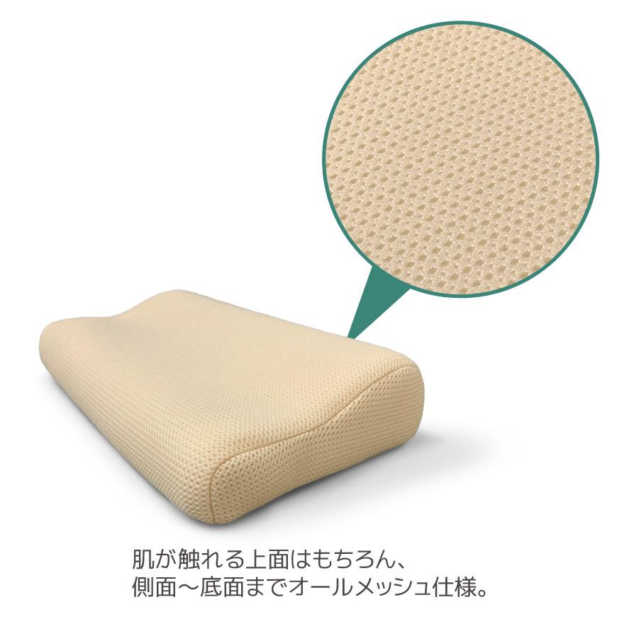 ミルフィーユメッシュピロー　丸洗いOK モールドメッシュピロー 高質 約30×50cm カバー脱着式 まくら モールド