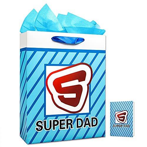 Hohomark Fathers Day Gift Bag for Dad from Daughter Son,13 Large Super Dad｜joyfullab