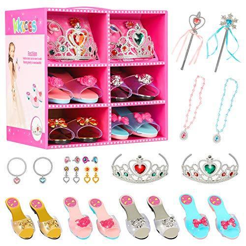 KKONES (ケイコーンズ) プリンセスジュエリー ブティック ドレスアップ & エレガントな靴 (4足の女の子用ヒールシューズ)
