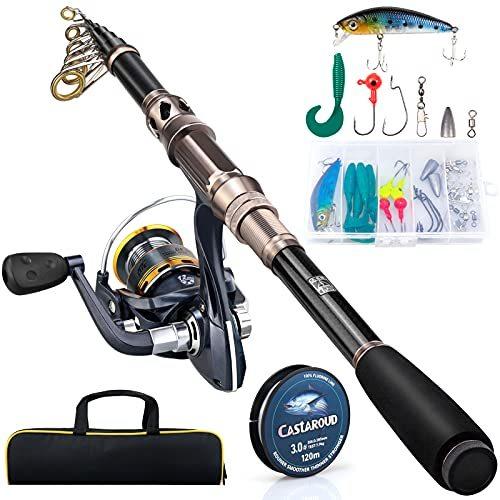 純正 オンライン販売 Qiyuanls 釣り竿とリールコンボ 伸縮式カーボンファイバー釣り竿 スピニングリール付き 釣り糸 釣りルアー 旅行バッグ 海水 淡水 大人用 ユー 売れ筋最安 Www Superavila Com