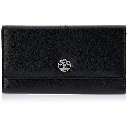 Timberland レディース レザー RFIDフラップウォレット クラッチオーガナイザー キャスロック(ヌバック) ワンサイズ, 黒 (小石),