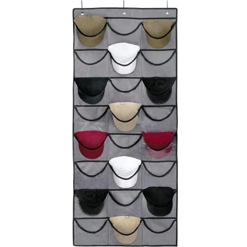 LokiEssentials Hat Organizer Rack for Wall or Door, 24 Pocket Hat Storage &｜joyfullab