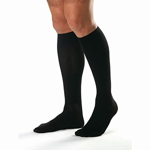 JOBST forMen Knee High 30-40 mmHg Ribbed Dress Compression Socks, Open Toe,